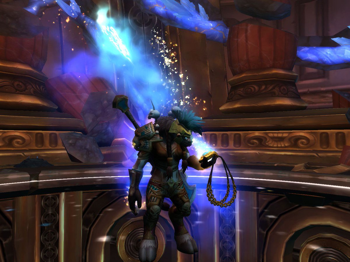 veridianora's tweet photo. Still love my Zandalari-themed mog which matches both Azerite and my dino mount :) #blueandgold #warcraft #worldofwarcaft #transmogs #battleforazeroth #zandalar #zuldazar #azerite #tauren #deathknight #direhorn https://t.co/EbGQ93u5Ru