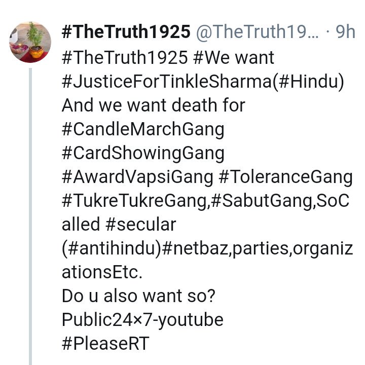 TheTruth1925's tweet photo. @Mahesh4JaiHind @HinduNation1st @myavi1 @diwakarjishukla @Rupalikale18 @Amir_Ku_Saxsena @Kumarpalrawat2 @Sharava98846197 @blessin17085936 @amol09more @Ashish_Zazadia @Jagdish56476072 @nscinq55 @arush_da @Aniruby2 @iDivineKrushna @TRanvijay @Neerajg47333420 @Sanjeet300999 @rameshkumarvns @SharadM123 @theashok1949 @pankajtakiar75 @KALICHARAN121 @Mangu24x7 @KiranJainKira19 @Dhaneshwar29 @VijayBa22970923 @commun_it @Digambe80493385 @raghuvir_nisahd @Avanidave13 @hariomsingh323 @HiteshK13873984 @acharya_keval @radhikaraajput @BabalSharma11 @ashutoshb1984 @Rajendr26060878 @lovemenot143 @Brijesh22142061 @DrRajendraTiwa4 @Dinesh79178941 @DEBASISDANGARJH @gpgiri59 @Shivraj73130022 @BO2Goswami @Vanshmi56698145 #TheTruth1925 #TheTruthA35A #TheTruthA370 Here are #CardPlayingGang/#CardShowingGang&amp;some #Bollywood #randi&amp; #veshya who have no shame on #Hindu #BanwariLalSharma's pyari bitiya #Tinkle's rape&amp;murder by two muslims #Jahid&amp; #Aslam.We want #JusticeForTinkleSharma/#JusticeForGudiya https://t.co/kJwxJywfKI