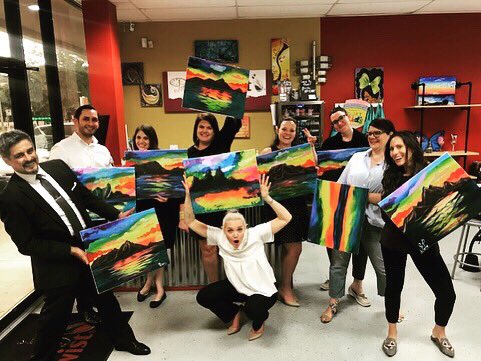 HuschBlackwell's tweet image. Our #Houston office might have had a little bit of fun embracing their colorful sides at @PWATHoustonMid #workhardplayhard #HBSummerProgram #paintingwithatwist