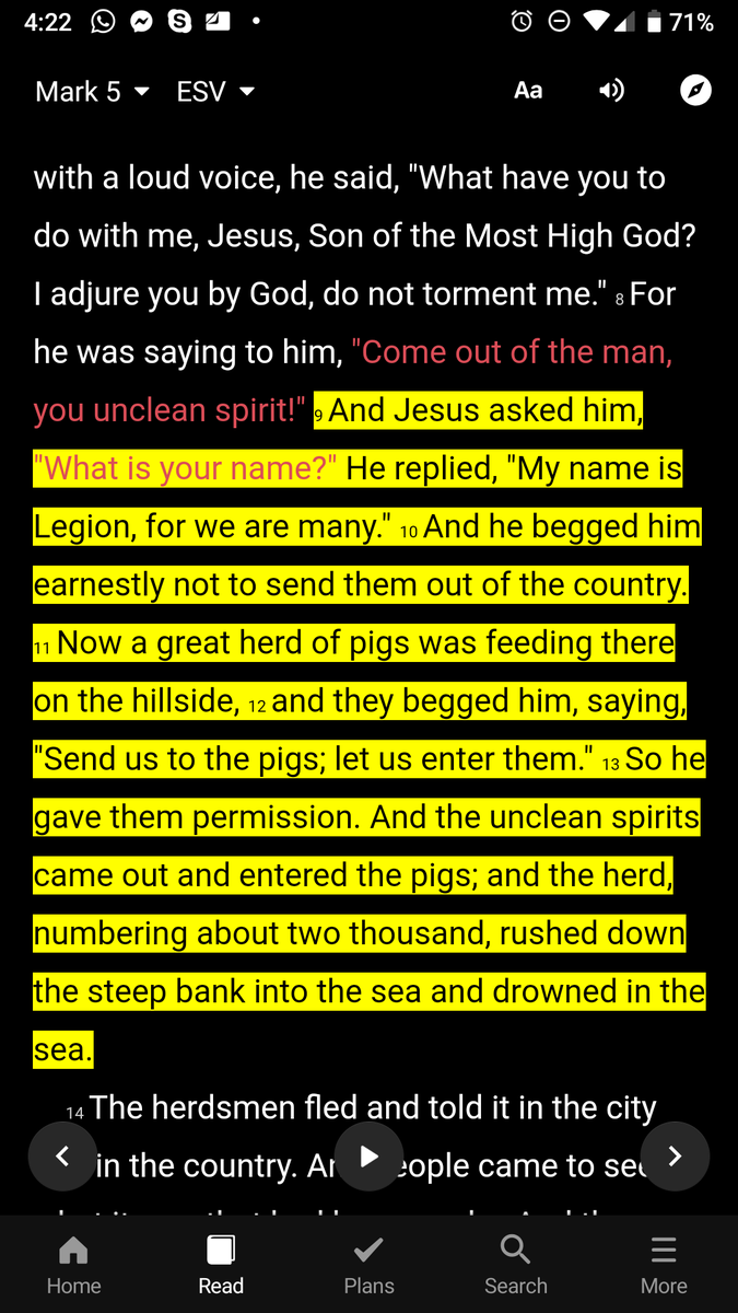 So as the man approaches Jesus, the spirits speak out of him begging Jesus not to send them out of the *region*. This is important. Reveals that these particular spirits have a Dominion, kingdom & place of operation through which they have a degree of power over the surroundings.