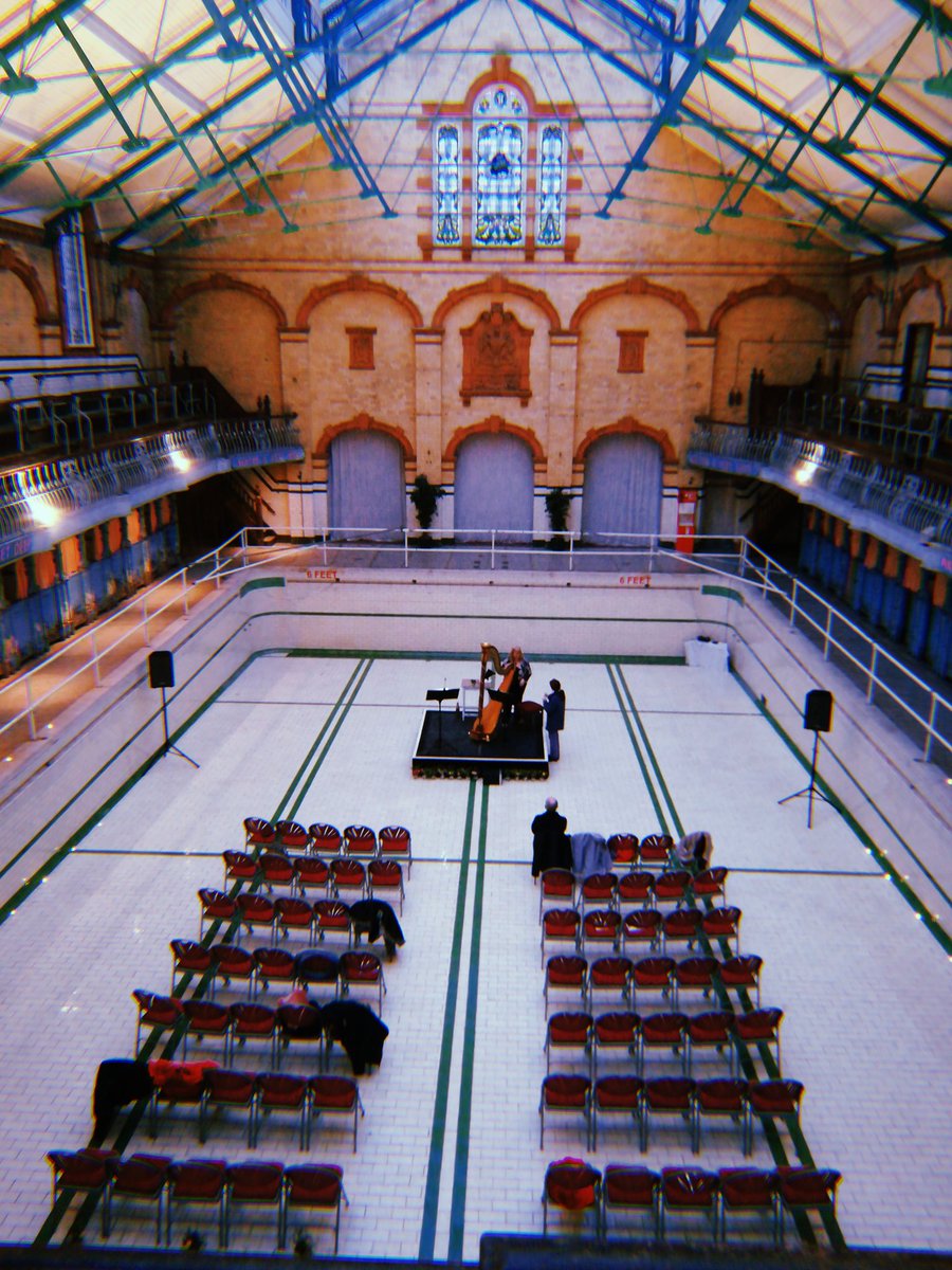 EvaMaeyaert's tweet photo. What an amazing performance of @JProjectMusic ! And ofcourse, what a wonderful location in Victoria Baths. So unusual but so beautiful for the sound of both instruments!☺️ @EiraElj @AnnaRosaMari @victoriabaths https://t.co/S4Eo1AshK2