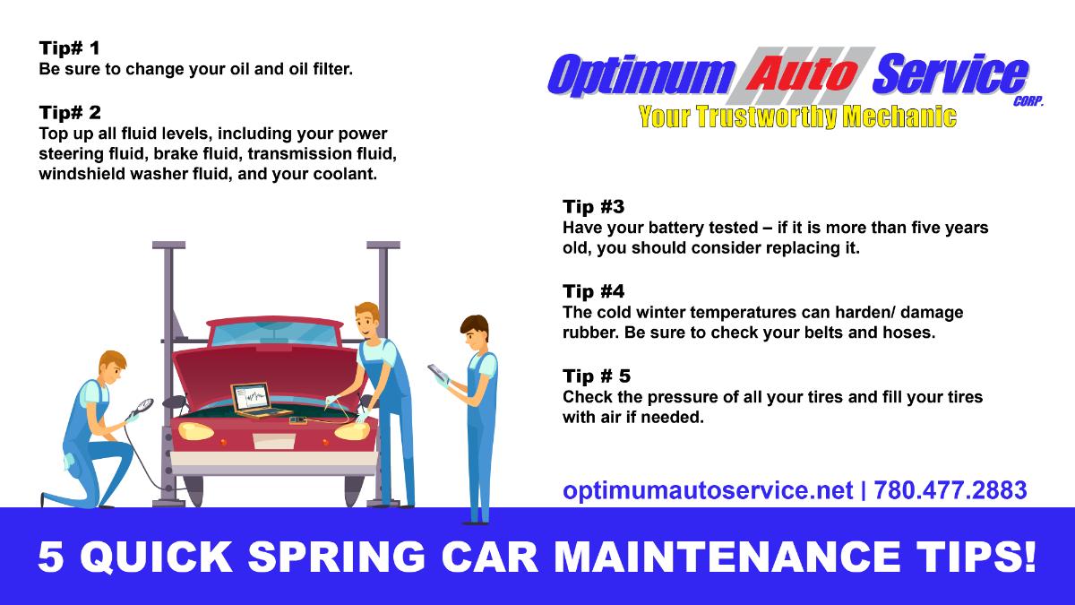 OptimumAutoServ's tweet image. Here are 5 Quick Car Maintenance Tips!
.
Visit 👉qoo.ly/xuj7z
.
#spring #spring2019 #YEG #autorepair #cars #mechanic