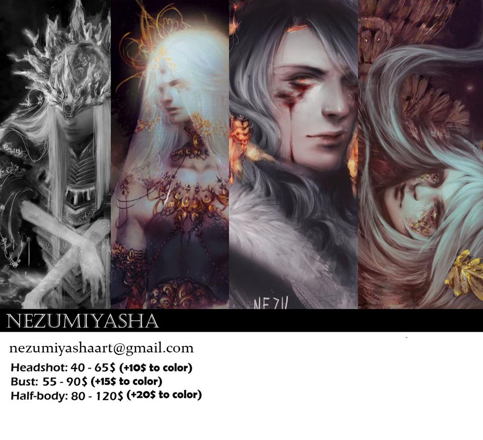 [Please RT!] Commissions are open! DM or e-mail me (at nezumiyashaart@gmail.com) to take a spot or if you want more info c: THANK YOU! 
