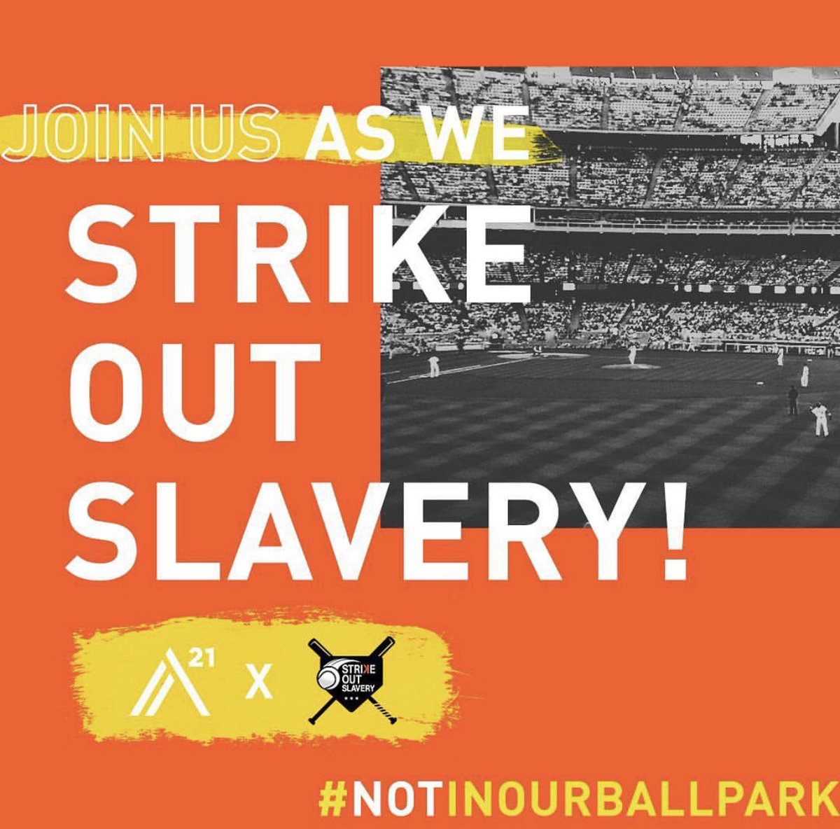 A21's tweet photo. TOMORROW we will be in @Mets stadium with our friends from @Xoutslavery! Its not too late for you to join us and if you’re at the game, come by our booth and say hi! 👋🏼 ⚾️ #StrikeOutSlavery #NotInOurBallpark https://t.co/9hES2iqaq2