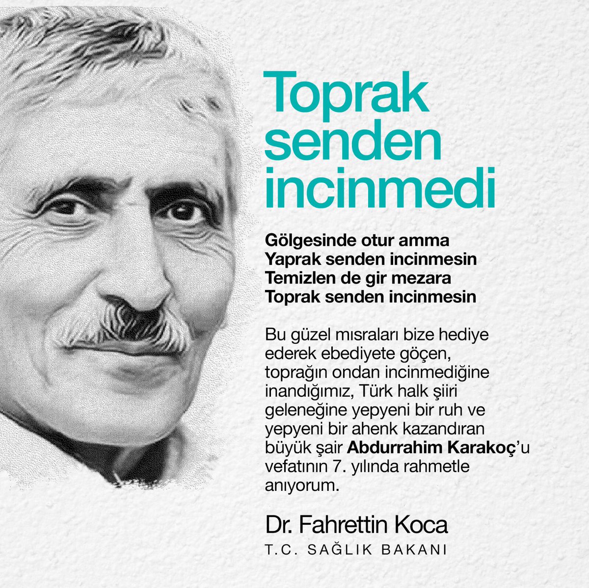 drfahrettinkoca's tweet photo. Büyük şair Abdurrahim Karakoç’u rahmetle anıyorum. https://t.co/mJuSMIPeqy