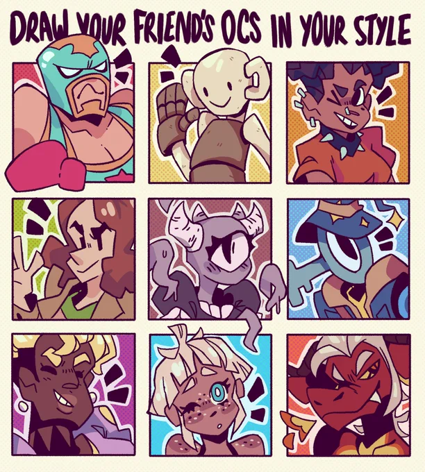 All done!!! i had fun doing this i hope every one liked how their oc came out @CasualRad @ancodia10 @rattyboyslim @AndooAssassin @Skint_Art @lokvirart @Dreamysnoozer @kyrilis @sober_maws your ocs are all great! 