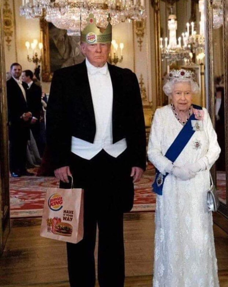TaffyBoobs's tweet photo. #IsItOk that Donald Trump took his own food to Buckingham palace? #TheLastLeg https://t.co/I3xRqhqXdK