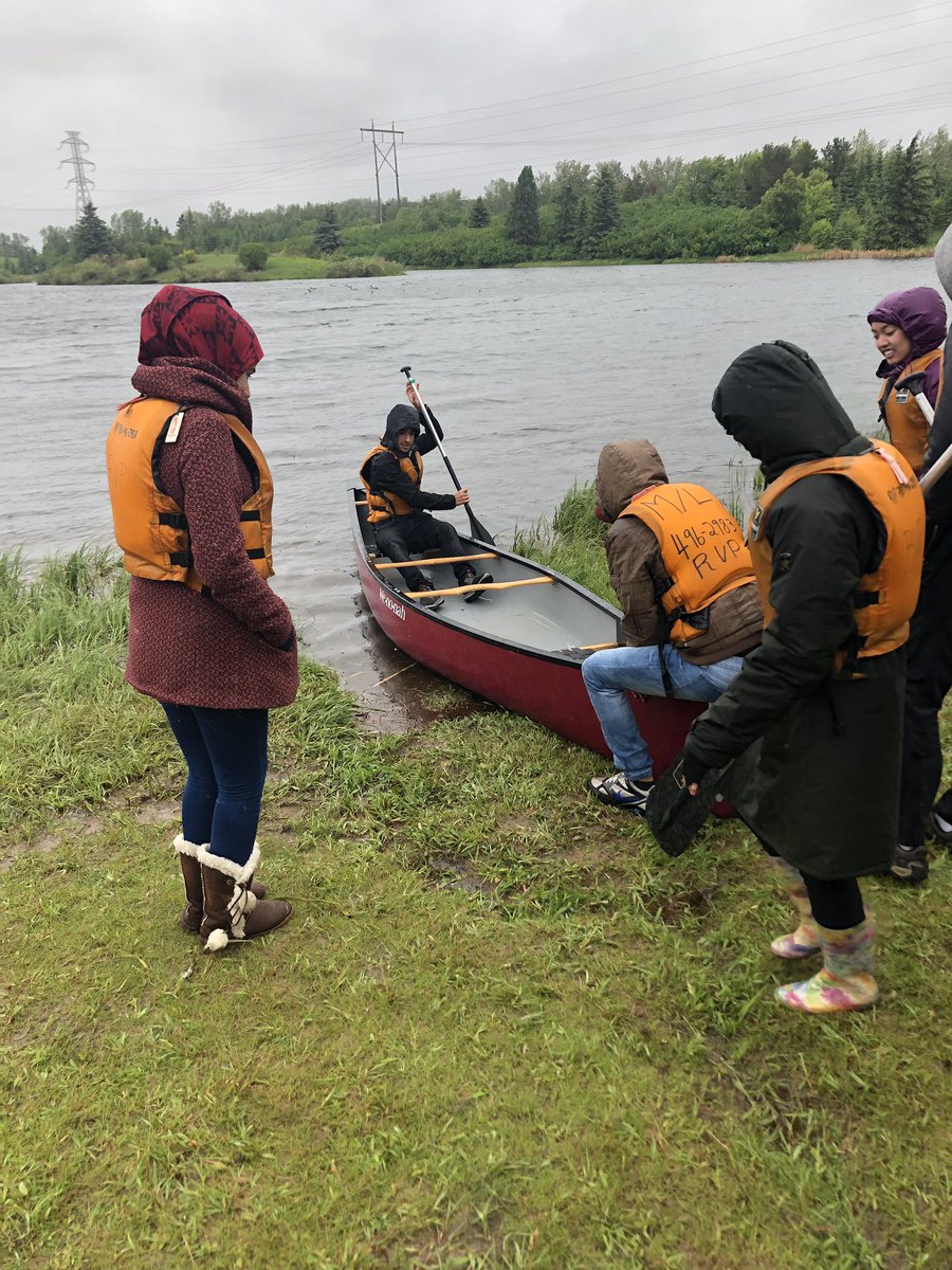 McNallyHigh's tweet photo. The ELL Cohort went canoeing today! Doesn’t get more Canadian than canoeing in the freezing cold in June! #epsb #westillhadfun #toughasnails #noonefellin https://t.co/MJ5fdETcsF