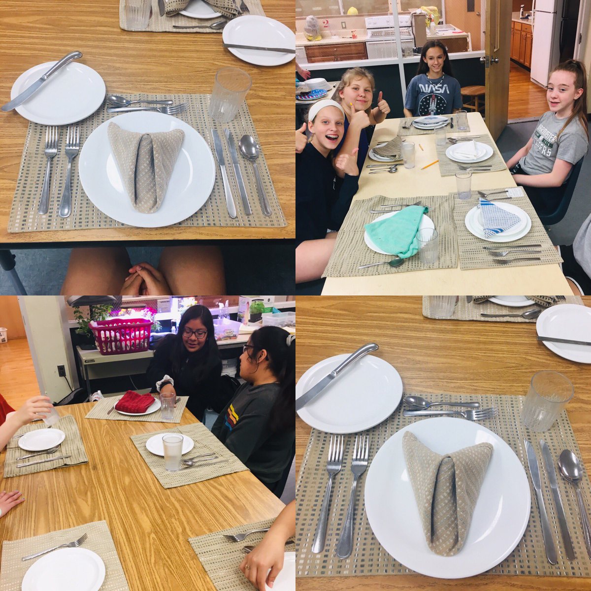 Today we learned how to properly set the table. We even learned some fancy napkin folds. #kmsfcs #pafcs #sayyestofcs #settingthetable
