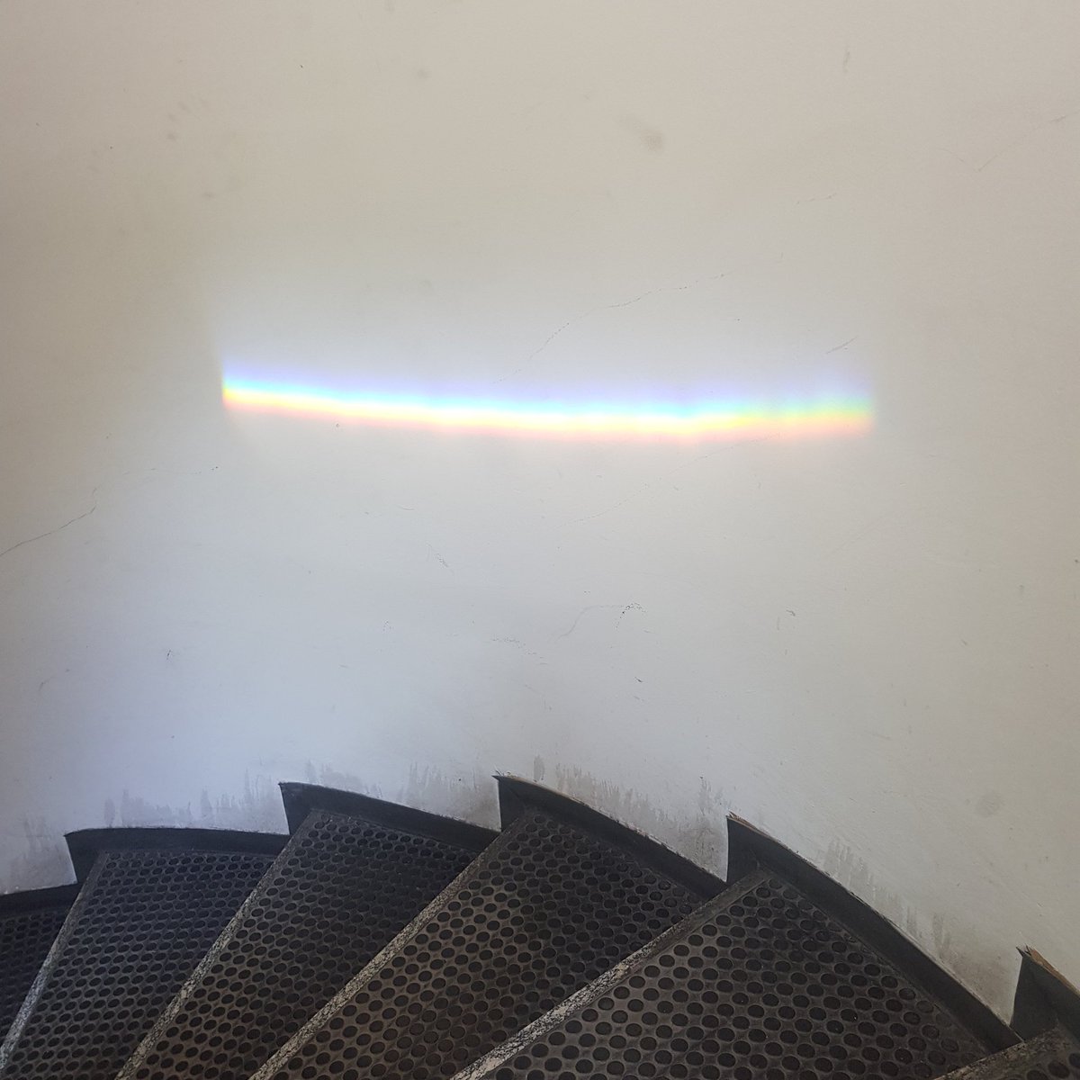 pbiagio78's tweet image. Where could these stairs lead to, if not to our nano-optics lab? Sunlight welcomes us through some deformed glass, let rainbows fill our lives! #POLIMIPRIDE