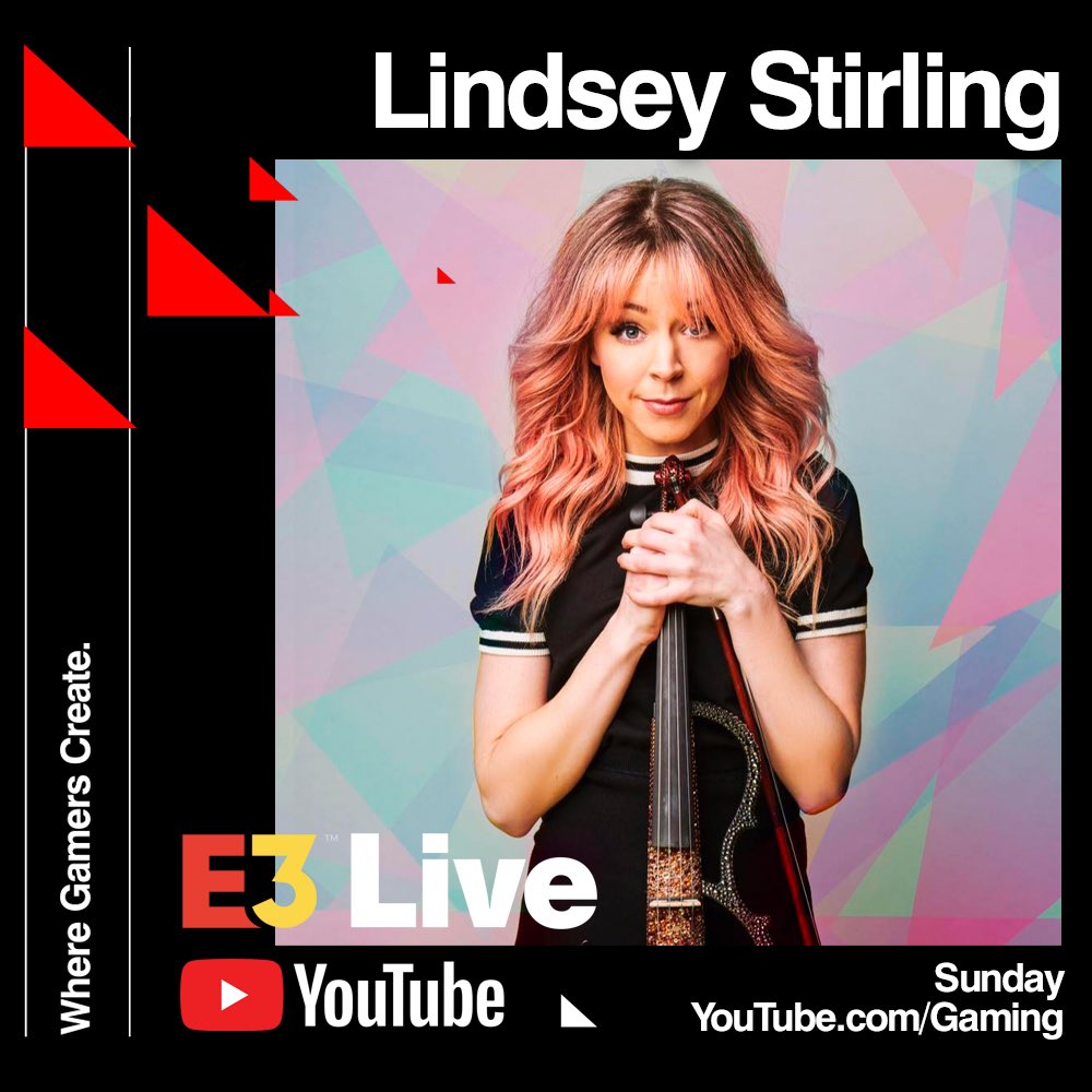 geoffkeighley's tweet photo. Sunday @LindseyStirling will be live with us at #e3 and teasing her brand new single! https://t.co/C85k2nwNlE starting at 10am PT / 1pm ET. https://t.co/OwUlpLY7Q5