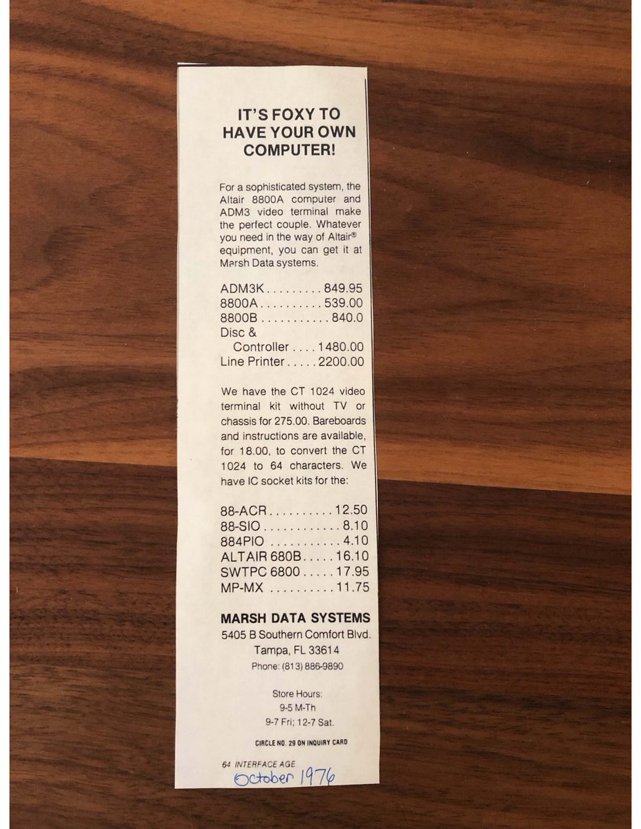 "It's Foxy to Have Your Own Computer." Has there ever been a more 1970s computer ad than this all-text beauty? (And yes, those are prices.)