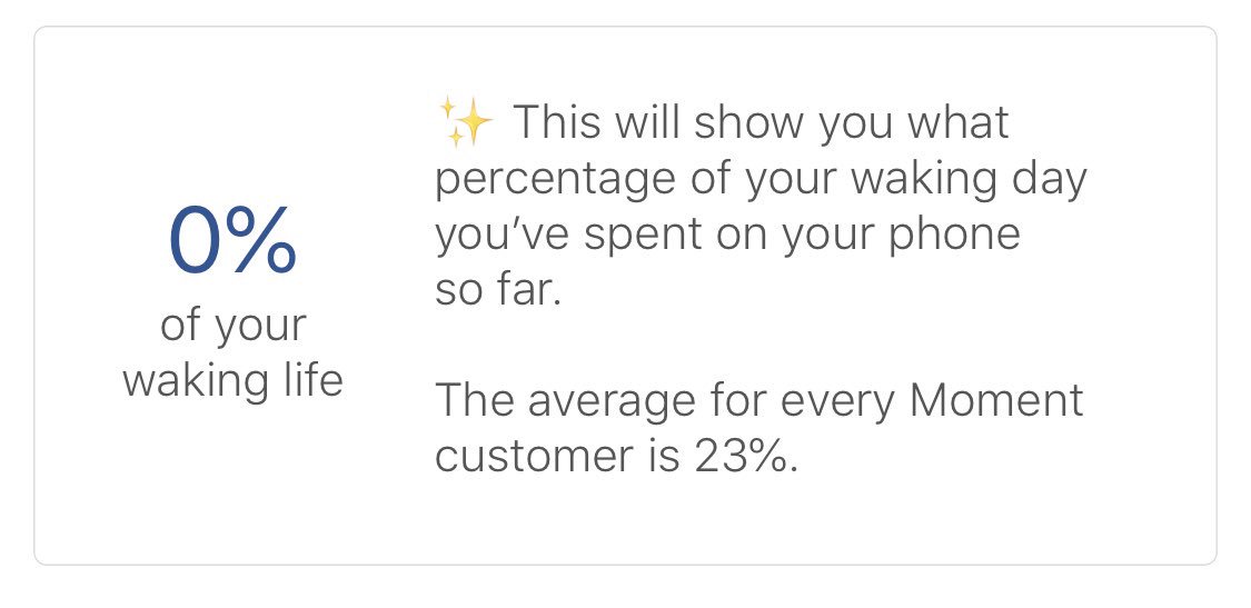 Screenshot of Moment app that shows percent of time on phone.
