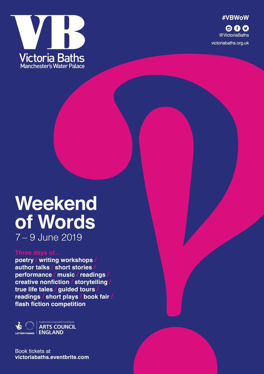 victoriabaths's tweet photo. And we’re off! Weekend of Words is underway, join us on Saturday or Sunday (or both?!) for all sorts of writing, readings, books, plays, talks, stories, you name it! #VBWoW #Manchester #WhatsOn https://t.co/f8hVnEsoB4