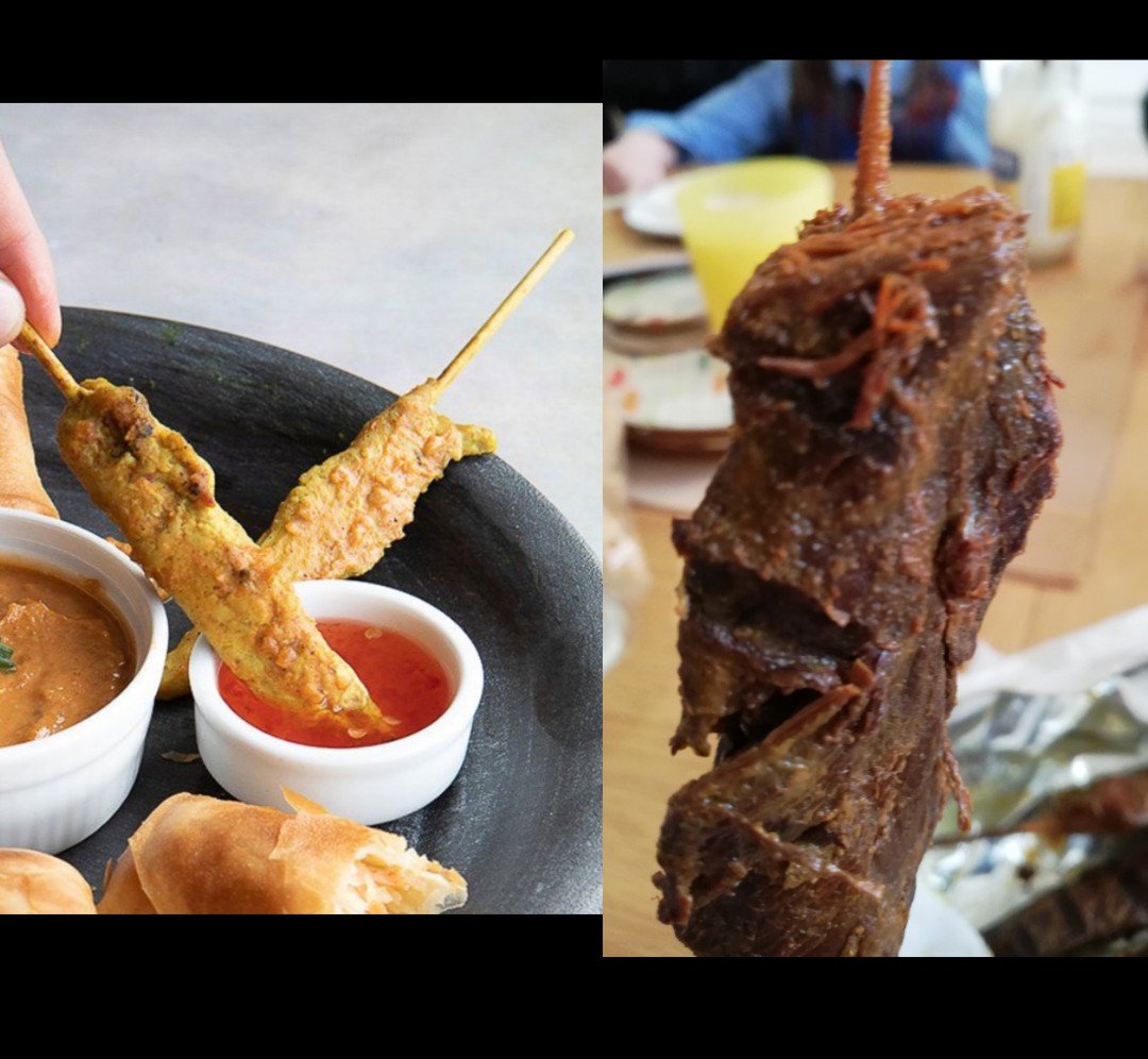 Supposed chicken skewers on right from <a href="/CamileThai/">Camile Thai</a> Swords. Chef and phone person said it was the 'marinade'. Didn't want to know. Tip: customer is right and Camille eaters know their food! #fsai #dodgy