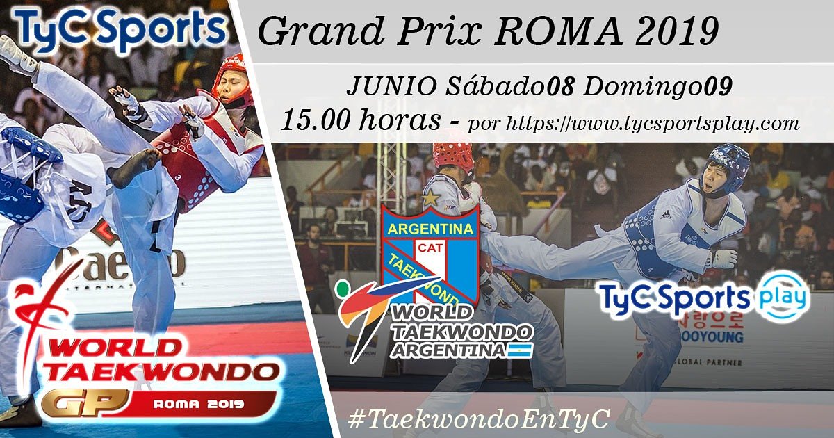 CATaekwondo's tweet photo. #RomaGP #RomaGrandPrix No te pierdas a Lucas Guzmán en el Grand Prix , seguilo a través de la pantalla de @tycsports y @tycsportsplay
.
Vamos Argentina 🇦🇷
.
@nuevachevallier @fsionoficina @infoenard @deportesar #SomosTaekwondo #SomosCAT  #TaekwondoEnTyC https://t.co/ORNKEmblvR