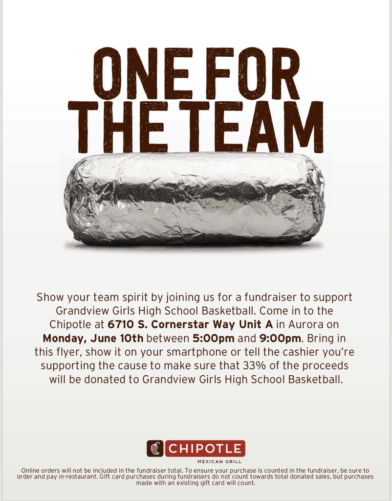 🐺Come out and support Grandview Girls High School Basketball🐺
Where: Chipotle
Address: 
             6710 S Cornerstar Way 
             Unit A. Aurora
When:  Monday June 10th
Time:   5PM to 9PM

<a href="/lian_ramiro303/">⚡️Lian Ramiro⚡</a> <a href="/A_little_lefty/">Anjolene Ramiro</a>