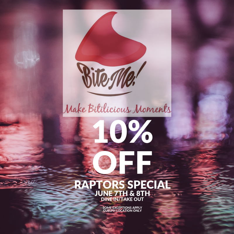 SlowlyBite's tweet photo. ****SPECIAL OFFER****
Visit our Guelph location today for a 10% OFF Dine in/Take out! RAPTORS SPECIAL DEAL GOING ON TODAY AND TOMORROW ! DON’T MISS! Come and visit now! For address see maps. #bitemeslowly #specialoffer #raptors #dinein #takeout #visitno https://t.co/WyTCbVMVtq