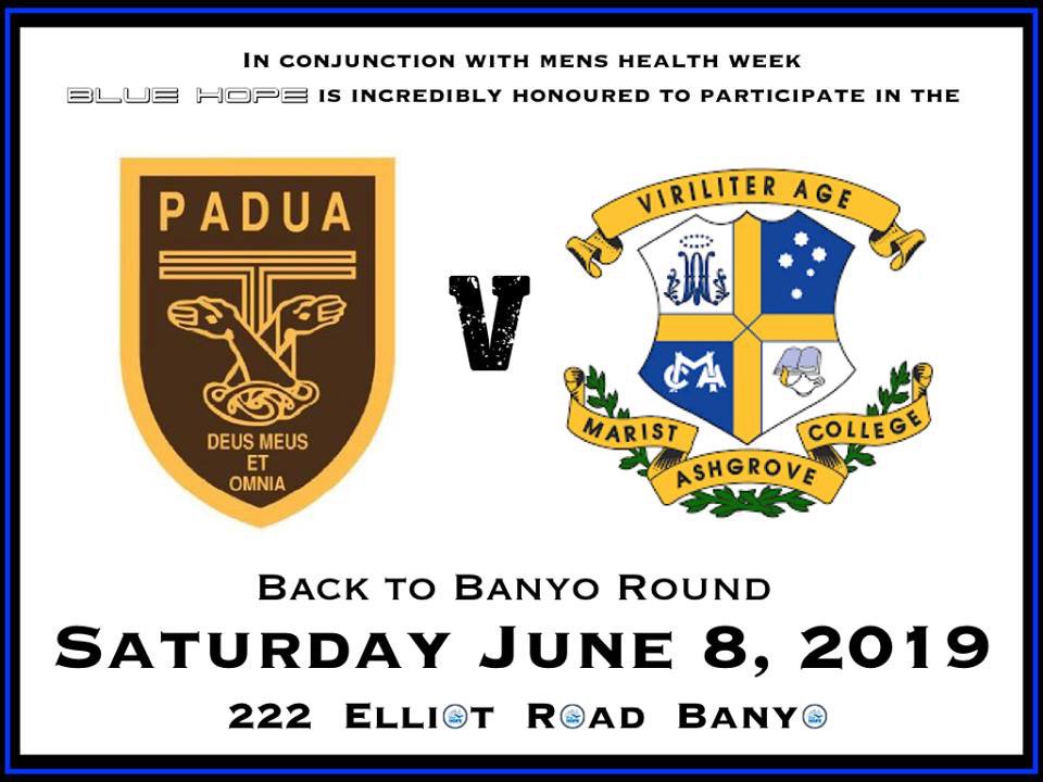 BlueHopeSupport's tweet image. We are thrilled to be involved in the Padua College ‘Back to Banyo Round’ today. If you’re out and about, drop by and watch some great soccer and rugby as Padua and Marist Ashgrove go head to head in conjunction with Men’s Health Week.