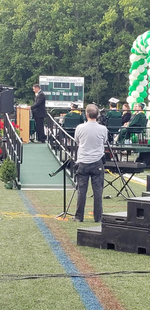 CantonFire1's tweet photo. CHS graduation is underway and Principal Folan kicks off the ceremony. Congratulations Class of 2019. Job well done. https://t.co/6zHEGRhUbZ