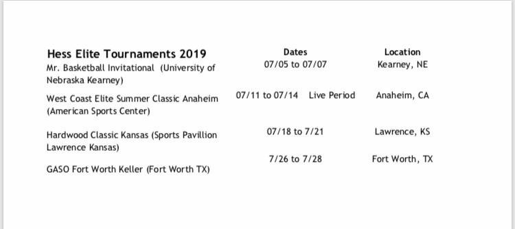 Summer schedule 2019.