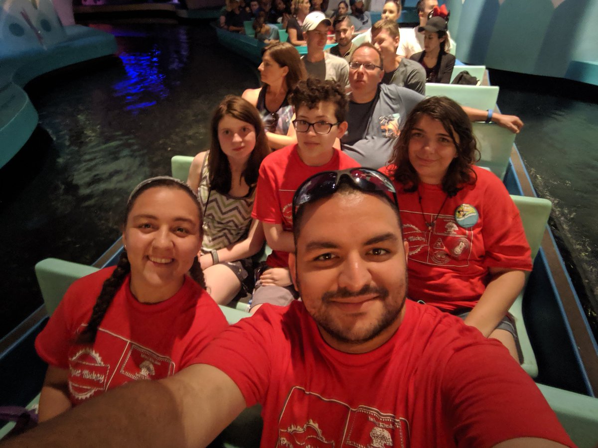 ProjectMickey's tweet photo. Ms. Seaton and Mr. Seaton bumped into some familiar faces on a ride.

It's a small world after all! https://t.co/iX3aVfVCpD