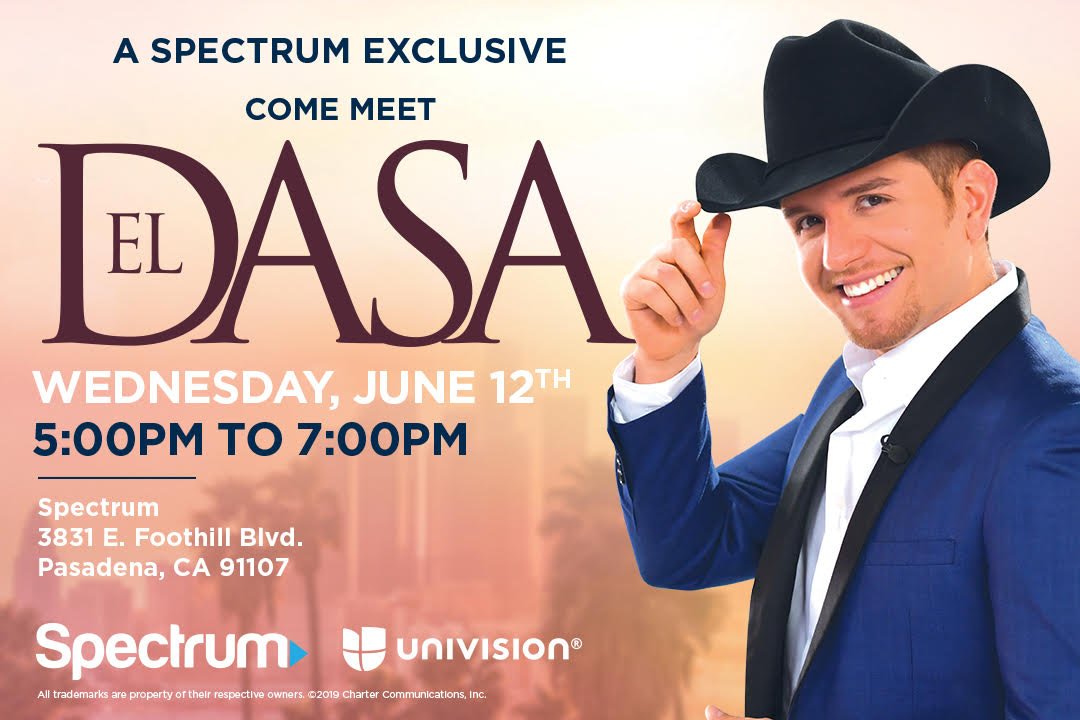 GetSpectrum's tweet photo. #Pasadena, clear your plans Wednesday night. @eldasa will be at our #SpectrumStore! https://t.co/6uE92Xvgki