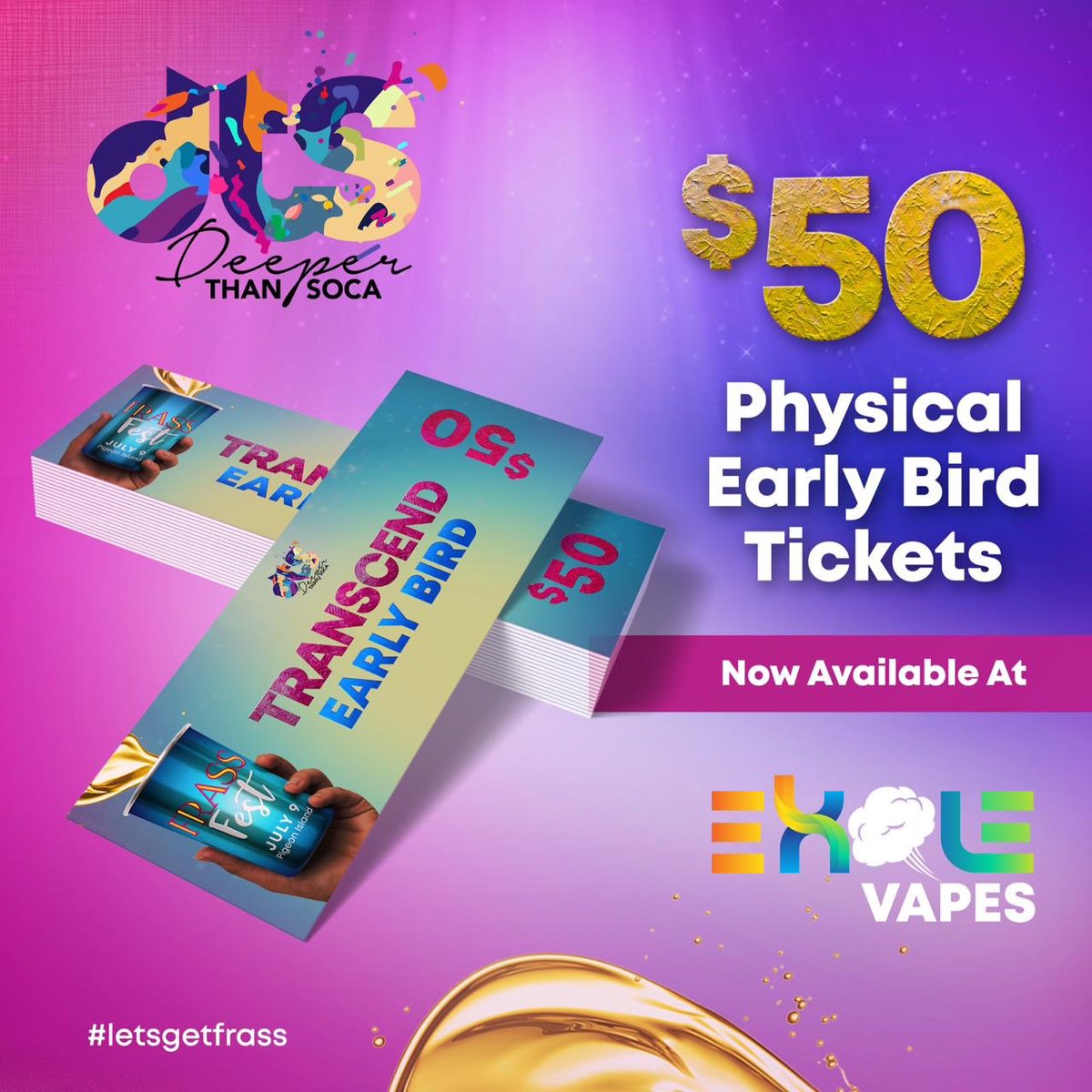 Sedalemusic's tweet photo. Early Bird Transcend Tickets Available At @TheCellStLucia + Exhale Vapes !.
.
.
#Transcend #FrassFest #StLuciaCarnival #StLuciaCarnival2019 https://t.co/Xd8H6M5kid
