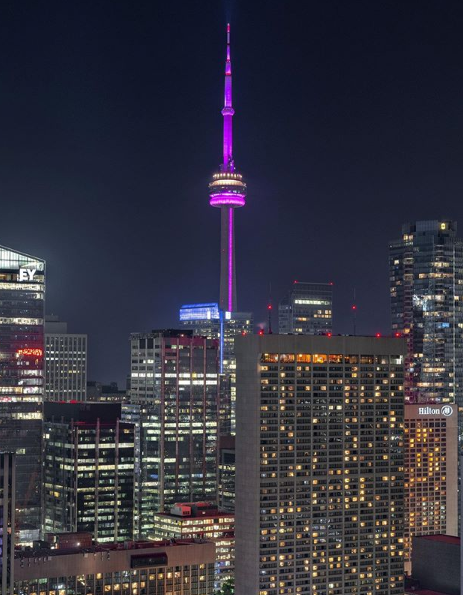 ALSCanada's tweet photo. It was incredible to see the @TourCNTower lit purple to kick off #ALSAwarenessMonth on June 1st. Help continue to spread #ALS awareness throughout the month of June by liking and retweeting our posts. 📷 Thank you to Josh Bruder and @snappedbycam for capturing these shots. https://t.co/ZWDEO1Pp04