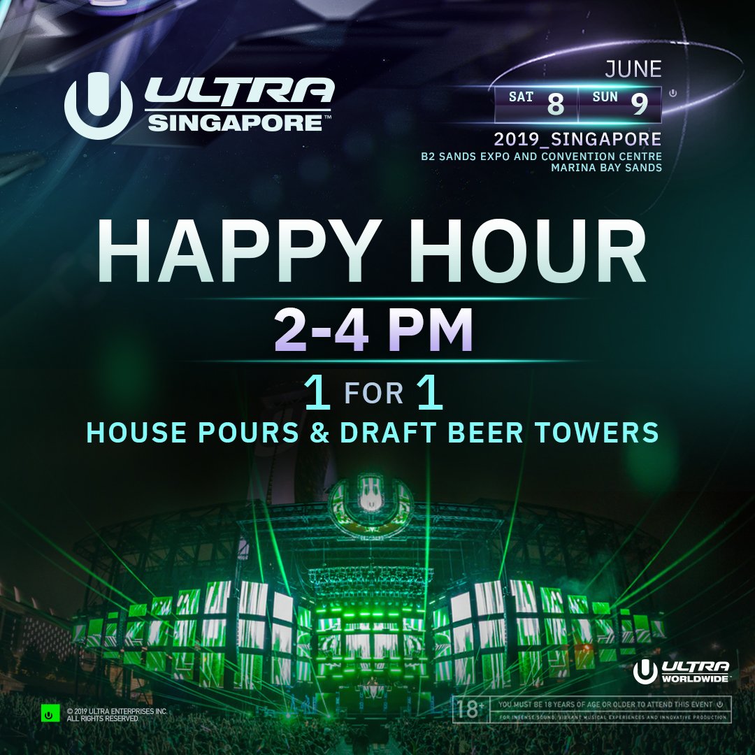 Arrive to Ultra Singapore early today and tomorrow for Happy Hour specials from 2-4pm SGT!