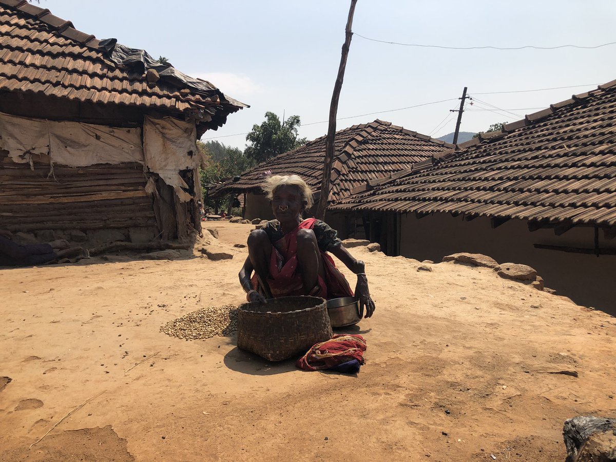 A bonus. The exterior of a house in a tribal settlement in Arakku valley, Andhra Pradesh. This is the famous  #Arakku  #Coffee being dried here. Frond-baskets such as in Pic 3 are used to store/carry/dry most produce.