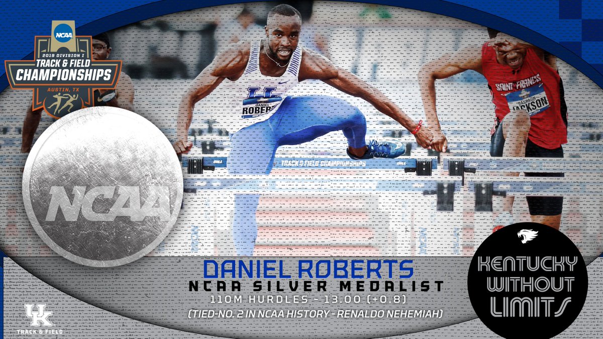 KentuckyTrack's tweet photo. EPIC final. Epic 110m hurdlers. @riseofdrob with the most epic #NCAATF Silver Medal you'll ever see. https://t.co/aADhl27H9P
