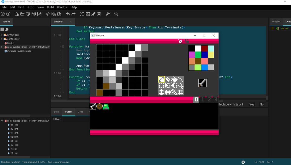 RudyvanEtten's tweet image. Just added 4 icons for switching to different pages in the sprite selection library. Wil be 4x80 sprites. #monkey2