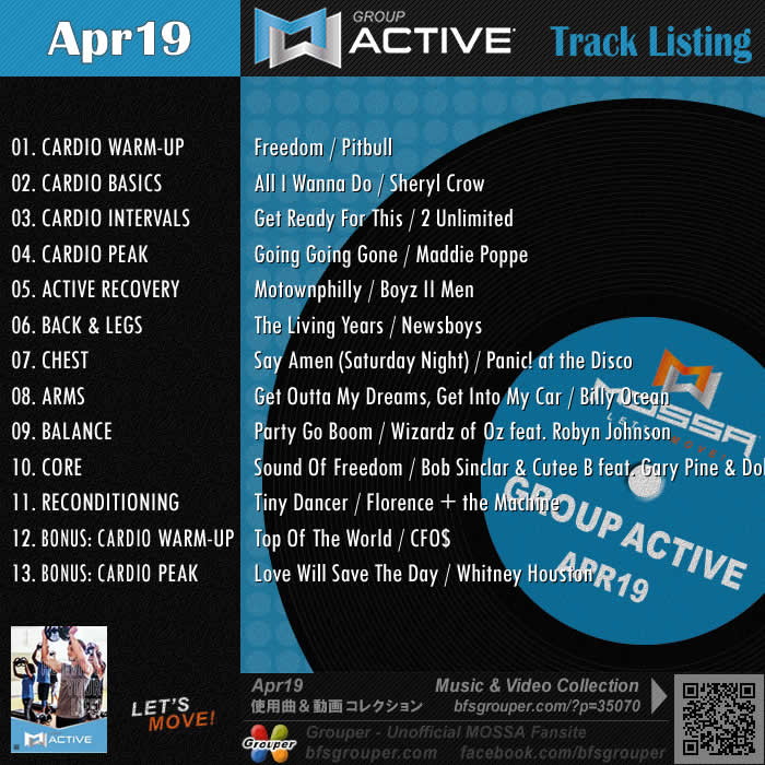 bfsgrouper's tweet image. #GroupActive 【Apr19】 #MOSSA 
6月から新曲本格スタートしております😃
📌 #グループアクティヴ は普段あまり運動をしない人でも楽しめる #グループエクササイズ
⬇️トレーラー、元曲の動画閲覧＆試聴＆曲購入はこちらから⬇️
bfsgrouper.com/?p=35070