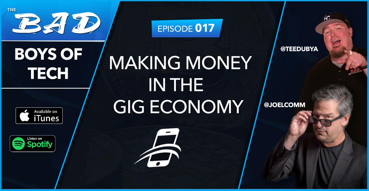 We are now discovering more opportunities than ever before for people to provide a service &amp; get paid for it. Ep. 17 we discuss different ways you can make $ with little more than your time, talents &amp; a smartphone. <a href="/teedubya/">Travis Wright</a> <a href="/joelcomm/">Joel Comm</a> <a href="/therealsjr/">Stewart Rogers</a> #BadBoysofTech #TechNews #Tech