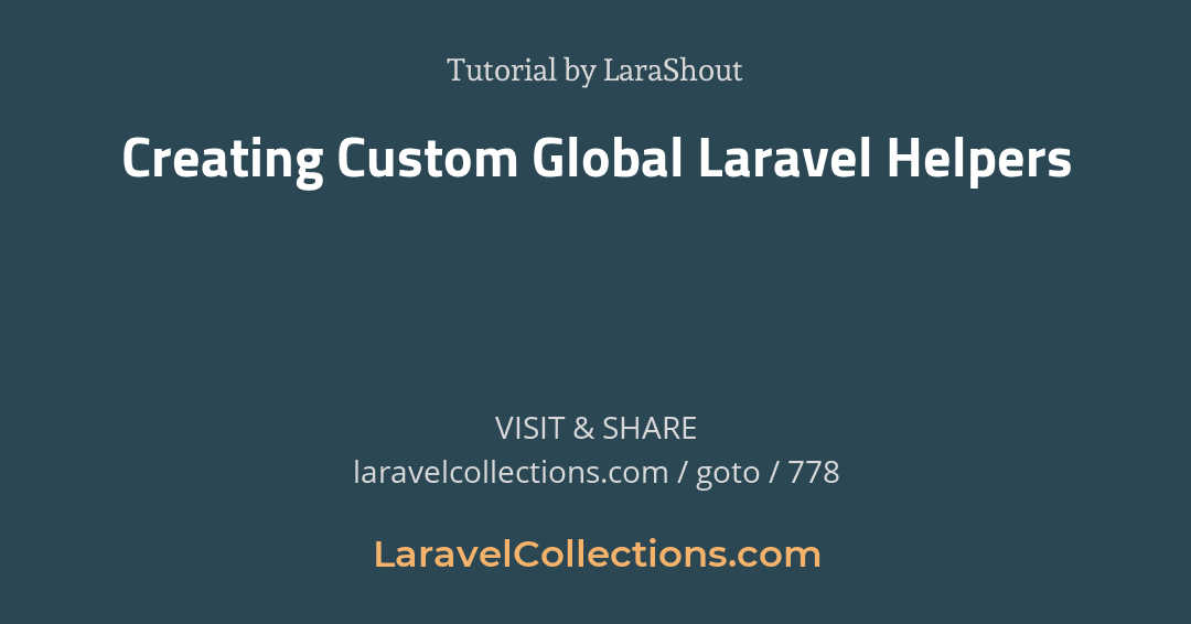 LaraCollectionz's tweet image. Creating Custom Global Laravel Helpers
Tutorial by LaraShout
laravelcollections.com/goto/778
#LaravelCollections #laravel #php #dev #coder #coding #developer #Programming #javascript