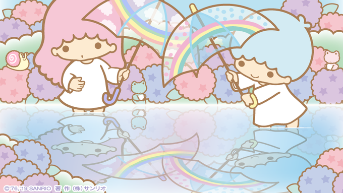 ほらっ見て…☆ 水たまりにも虹が映ったよ☆ 