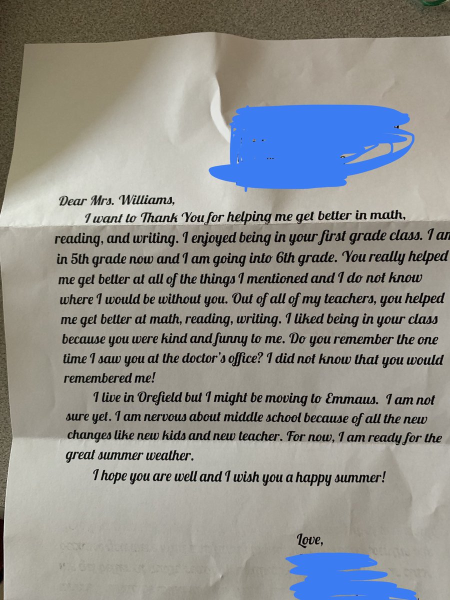 I received this letter in the mail at school today from a student who is no longer in the district and I haven’t seen in 3-4 years. This right here is #whyiteach. Building relationships is priority number one. My heart is so full. #EPSDTwitterchallenge