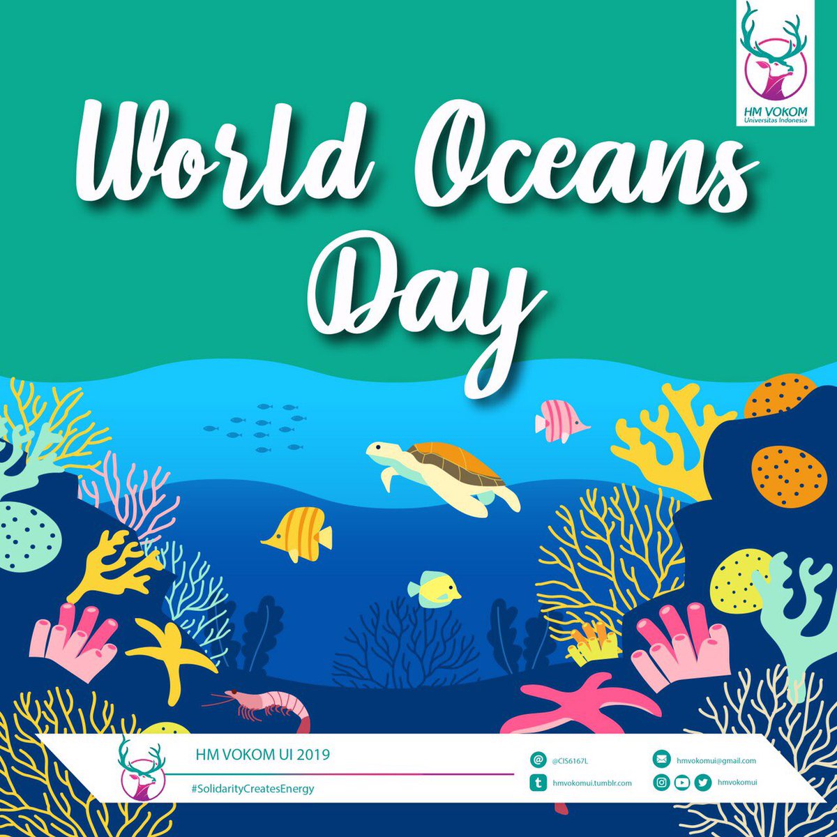 Happy World Oceans Day!
<a href="/dpmvokasiui/">DPM Vokasi UI</a> <a href="/BEMVokasi_UI/">BEM Vokasi UI</a>

Departemen Kominfo 
HM Vokom UI 2019
#SolidarityCreatesEnergy