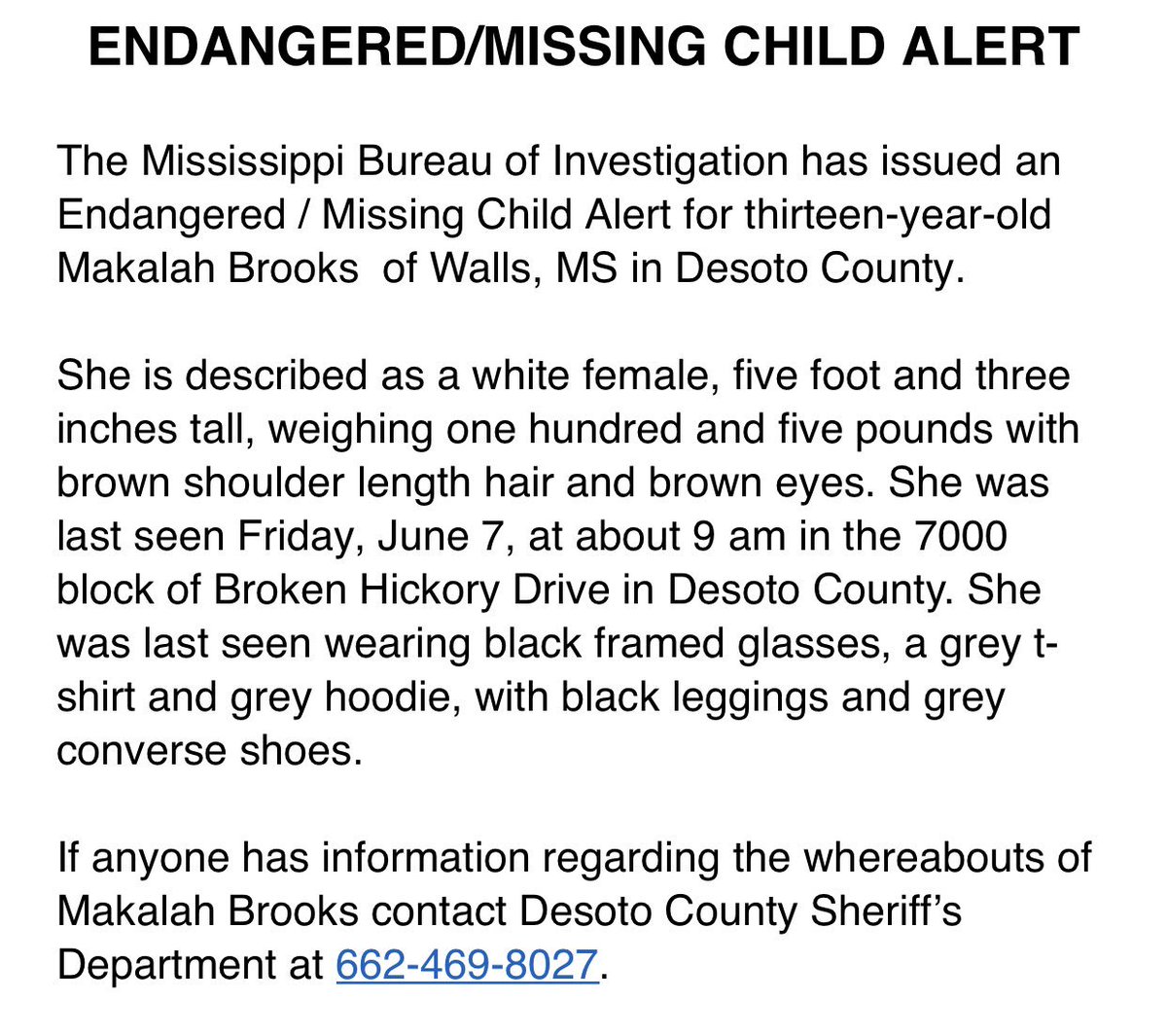 MDPSMBI's tweet photo. ENDANGERED/MISSING CHILD ALERT https://t.co/9LpaROIteW