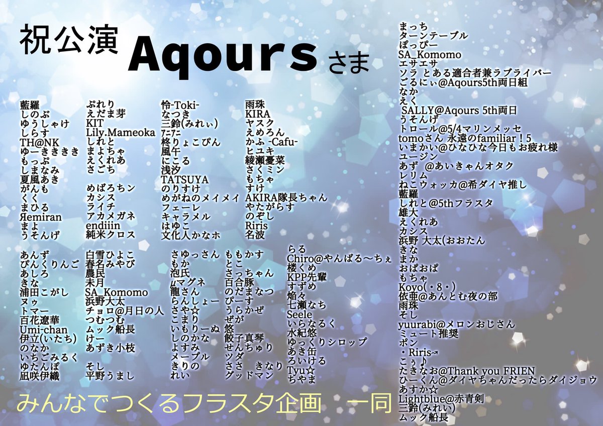 みんつくフラスタ(<a href="/mintsuku555/">みんなでつくるフラスタ企画＠Aqours</a> )参加させていただいてますーぜひにぜひに。