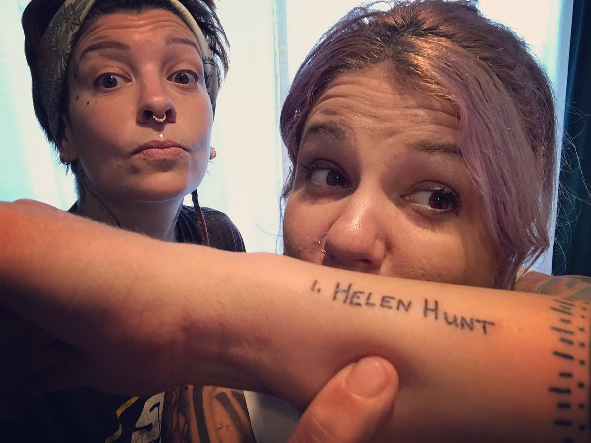 Mermaidbubbles's tweet photo. @HelenHunt I got your name Tattoo’d on me today. Flattering or creepy? https://t.co/NCwr7YotMe