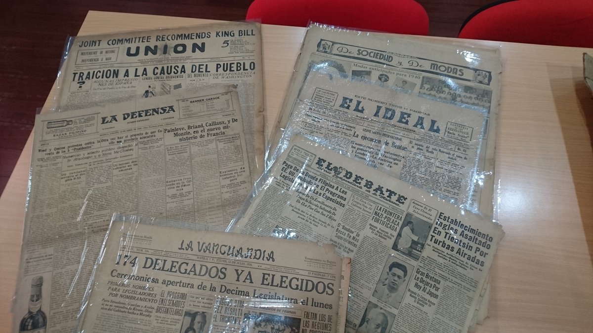 En la biblioteca del Instituto Cervantes de Manila en <a href="/Intramuros/">Intramuros PHL</a> estamos trabajando con prensa (dyaryo) filipina en español del primer tercio del s. XX. El debate, El ideal, Unión, La defensa, La vanguardia y otras cabeceras en español.
#SomosIntramuros #WeAreIntramuros