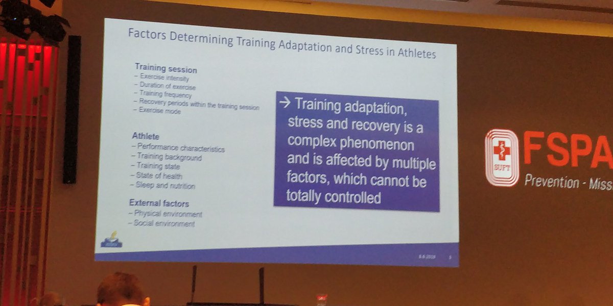 suftcongress's tweet photo. There is a need to monitor training adaptation, stress and recovery. But different factors determining these cannot be totally controlled #fspa2019 https://t.co/ZCO0ved9hQ