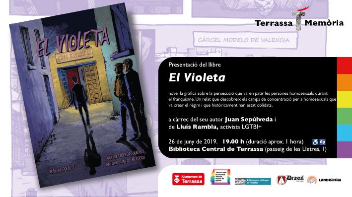 bctxarxa's tweet image. Ens adelantem al #pride i us convidem a la presentació de la novel·la gràfica &quot;El Violeta&quot;, de Juan Sepúlveda. A càrrec de l&apos;autor i de @LluisRambla, activista LGTBI+ #TerrassaMemòria #pacteDASIG

📅 Dimecres, 26 de juny
🕖 19.00 h.
📌 #biblioteca bct #Terrassa