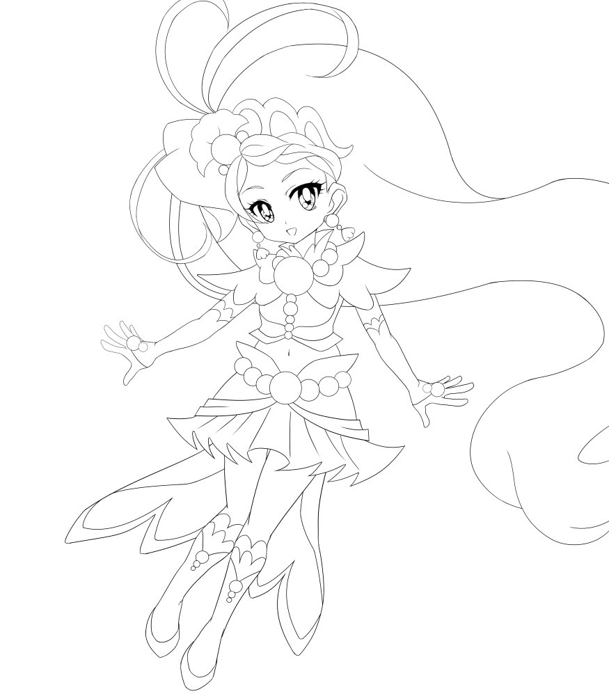 Gao Go プリンセスプリキュアのキュアマーメイドの線画までできました Gao Go プリンセスプリキュアのキュアマーメイドの線画までできました