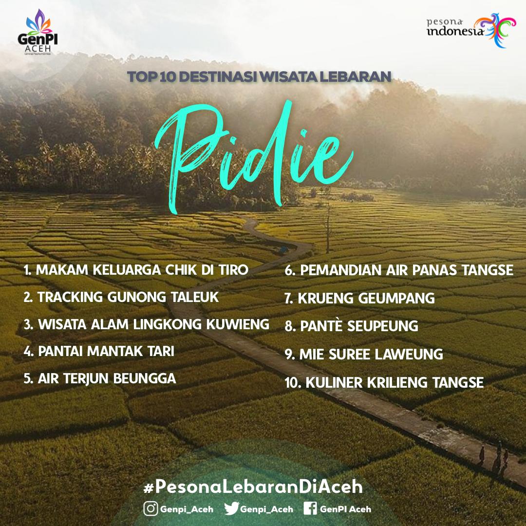 Ganteng.... 10 Top Destinasi wisata lebaran kalian di Pidie. Ada yang sudah sampai kah?? 

<a href="/Genpi_Co/">GenPI.co</a> 
<a href="/genpiaceh/">GenPI Aceh</a> 
<a href="/CeritaPidie/">#DiPidieAja</a> 
<a href="/Nasroel_Pm/">Atok !!</a> 

#PesonaLebaranDiAceh
#PesonaMudik2019 
#LebaranPenuhPesona 
#LebaranItuKePidie