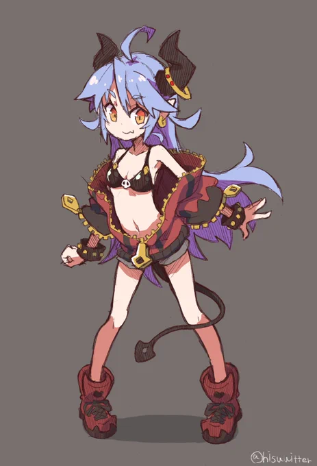 この前描いたキャラにちょっとデフォルメを加えて色塗ってみた。
描いてて楽しいキャラにはなった!あとは設定とか名前かなー 