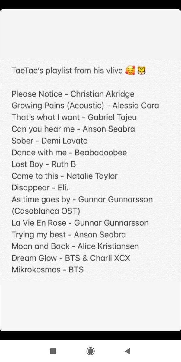 Monochild Tae S Playlist From His Vlive Cr Taetaeboo On Ig Why Are All The Songs About Lost Love Wanting To Disappear Getting Lost My Heart Hurts Btsinparis Bts Btsv T Co Mdw9vzmsur
