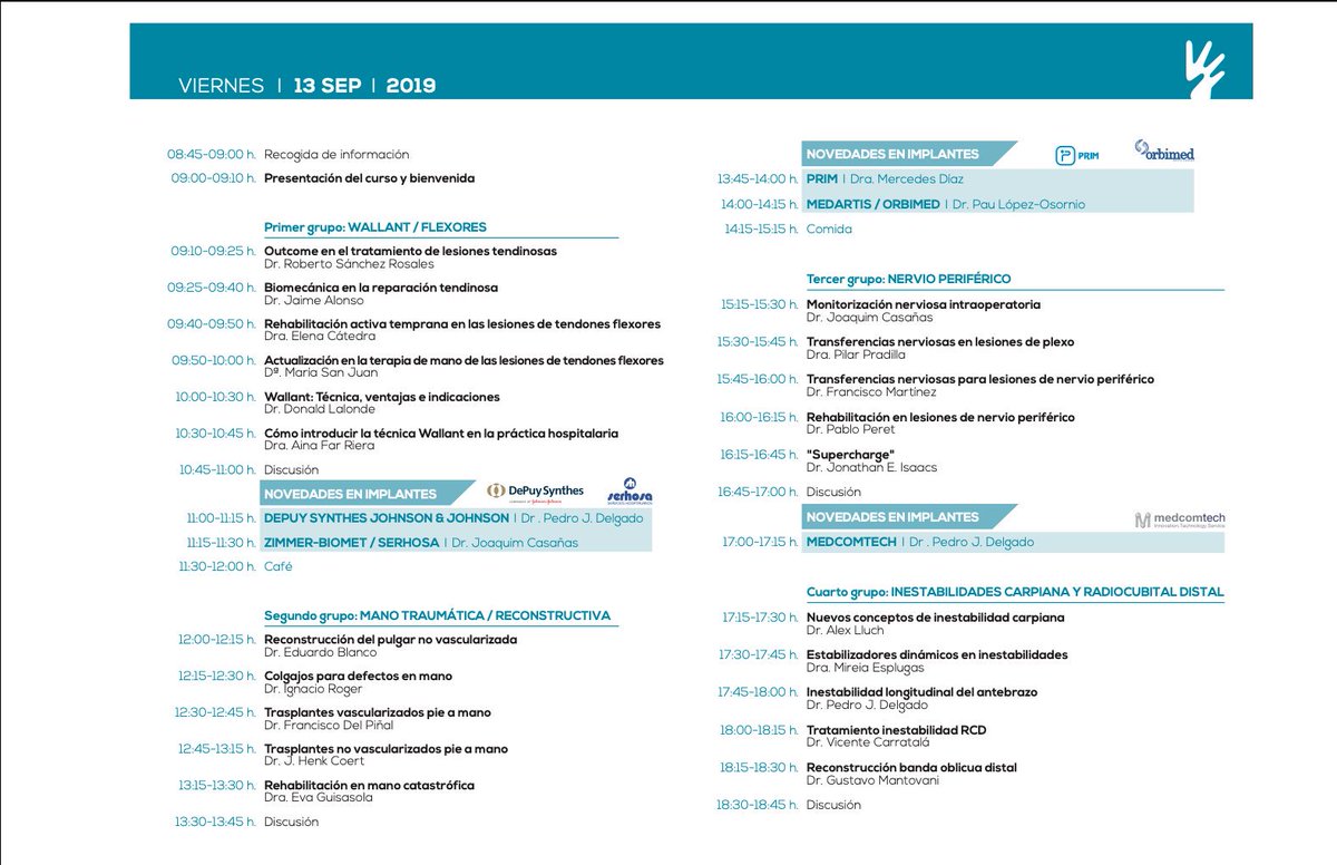 cursosmano's tweet photo. “What’s up en Cirugía de Mano” 13 SEPT 2019. https://t.co/I7WHbzWGH9
Curso multidisciplinar para fisioterapeutas, terapeutas ocupacionales, rehabilitadores y cirujanos interesados en conocer las ultimas novedades en cirugía de Mano. https://t.co/8o8IguCW1x